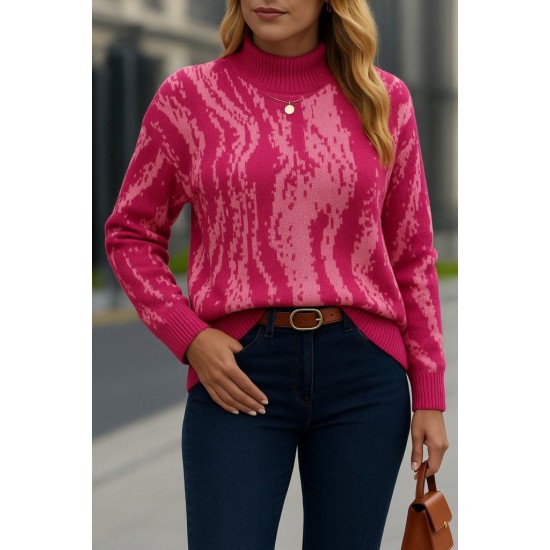 Kadın Uzun Kollu Balıkçı Yaka çok Renkli Triko Bluz , 28718 Kadın Uzun Kollu Balıkçı Yaka çok Renkli Triko Bluz , 28718