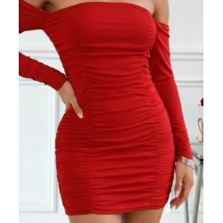 Kadın Uzun Kollu Omuzlardan Açık Takma Kollu Büzgülü Sandy Kısa Elbise , 28737 Kadın Uzun Kollu Omuzlardan Açık Takma Kollu Büzgülü Sandy Kısa Elbise , 28737