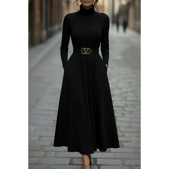 Kadın Uzun Kollu Balıkçı Yaka Uzun Akrilik Elbise , 28733 Kadın Uzun Kollu Balıkçı Yaka Uzun Akrilik Elbise , 28733