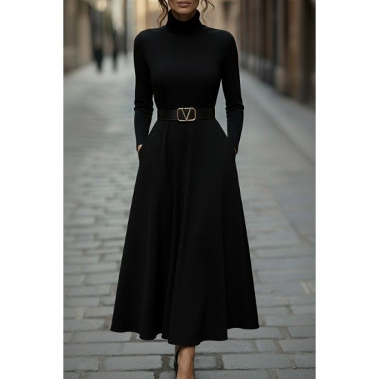 Kadın Uzun Kollu Balıkçı Yaka Uzun Akrilik Elbise , 28733 Kadın Uzun Kollu Balıkçı Yaka Uzun Akrilik Elbise , 28733