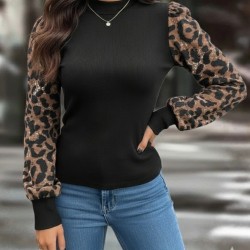 Kadın Uzun Kollu Yarı Balıkçı Yaka Leopar Detaylı Kaşkorse Bluz, 28731 Kadın Uzun Kollu Yarı Balıkçı Yaka Leopar Detaylı Kaşkorse Bluz, 28731