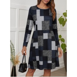 Kadın Uzun Kollu Yuvarlak Yaka Geometrik Süprem Elbise, 28730 Kadın Uzun Kollu Yuvarlak Yaka Geometrik Süprem Elbise, 28730