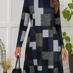 Kadın Uzun Kollu Yuvarlak Yaka Geometrik Süprem Elbise, 28730 Kadın Uzun Kollu Yuvarlak Yaka Geometrik Süprem Elbise, 28730