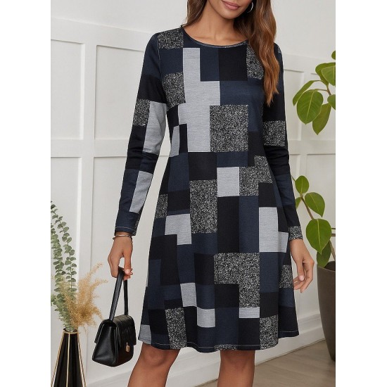 Kadın Uzun Kollu Yuvarlak Yaka Geometrik Süprem Elbise, 28730 Kadın Uzun Kollu Yuvarlak Yaka Geometrik Süprem Elbise, 28730