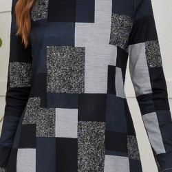 Kadın Uzun Kollu Yuvarlak Yaka Geometrik Süprem Elbise, 28730 Kadın Uzun Kollu Yuvarlak Yaka Geometrik Süprem Elbise, 28730