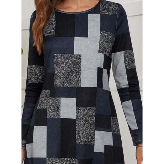 Kadın Uzun Kollu Yuvarlak Yaka Geometrik Süprem Elbise, 28730 Kadın Uzun Kollu Yuvarlak Yaka Geometrik Süprem Elbise, 28730