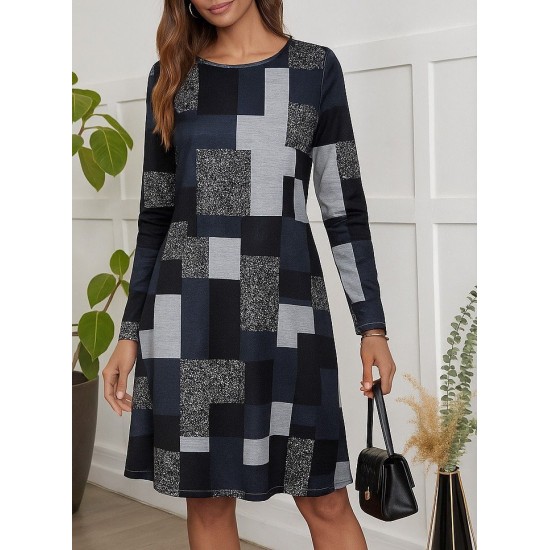 Kadın Uzun Kollu Yuvarlak Yaka Geometrik Süprem Elbise, 28730 Kadın Uzun Kollu Yuvarlak Yaka Geometrik Süprem Elbise, 28730