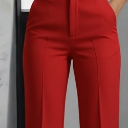 Kadın Yüksek Bel Cepli Ithal Krep Pantolon , 28743 Kadın Yüksek Bel Cepli Ithal Krep Pantolon , 28743