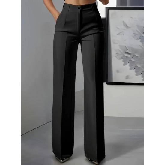 Kadın Yüksek Bel Cepli Ithal Krep Pantolon , 28742 Kadın Yüksek Bel Cepli Ithal Krep Pantolon , 28742