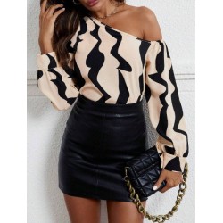 Kadın Tek Omuzdan Açık Uzun Kollu Modal Bluz , 28749 Kadın Tek Omuzdan Açık Uzun Kollu Modal Bluz , 28749