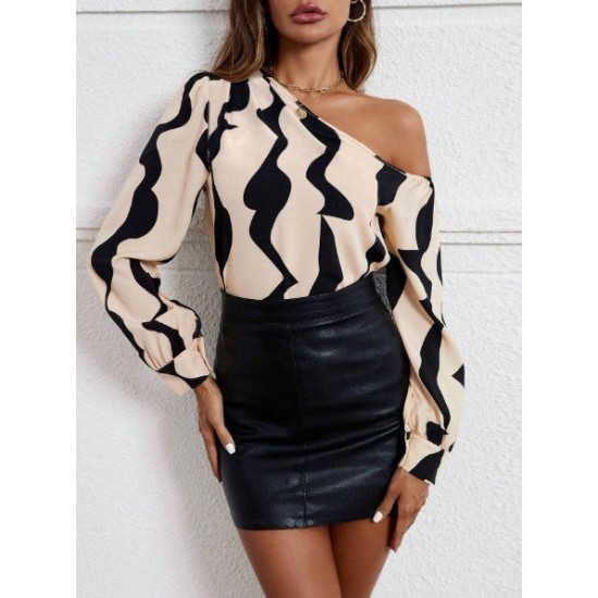 Kadın Tek Omuzdan Açık Uzun Kollu Modal Bluz , 28749 Kadın Tek Omuzdan Açık Uzun Kollu Modal Bluz , 28749