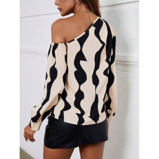 Kadın Tek Omuzdan Açık Uzun Kollu Modal Bluz , 28749 Kadın Tek Omuzdan Açık Uzun Kollu Modal Bluz , 28749