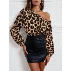 Kadın Tek Omuzdan Açık Uzun Kollu Modal Bluz , 28748