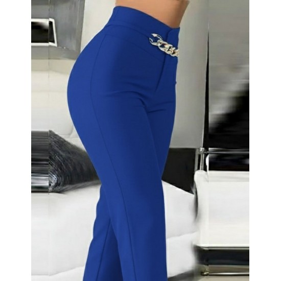 Kadın Yüksek Bel önden Zincir Detaylı Ithal Krep Pantolon , 28752 Kadın Yüksek Bel önden Zincir Detaylı Ithal Krep Pantolon , 28752