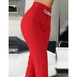 Kadın Yüksek Bel önden Zincir Detaylı Ithal Krep Pantolon , 28751 Kadın Yüksek Bel önden Zincir Detaylı Ithal Krep Pantolon , 28751