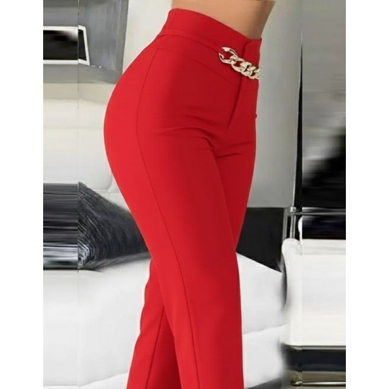 Kadın Yüksek Bel önden Zincir Detaylı Ithal Krep Pantolon , 28751 Kadın Yüksek Bel önden Zincir Detaylı Ithal Krep Pantolon , 28751