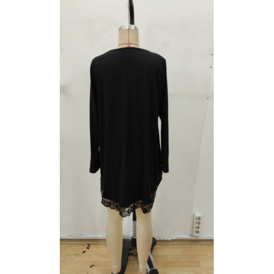 Kadın Uzun Kollu Bisiklet Yaka Asimetrik Kesim Detaylı Dantelli Viskon Bluz, 28758 Kadın Uzun Kollu Bisiklet Yaka Asimetrik Kesim Detaylı Dantelli Viskon Bluz, 28758