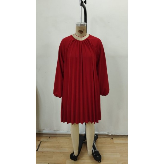 Kadın Uzun Kollu Yuvarlak Yaka Pileli Salaş Mini Ithal Krep Elbise, 28757 Kadın Uzun Kollu Yuvarlak Yaka Pileli Salaş Mini Ithal Krep Elbise, 28757