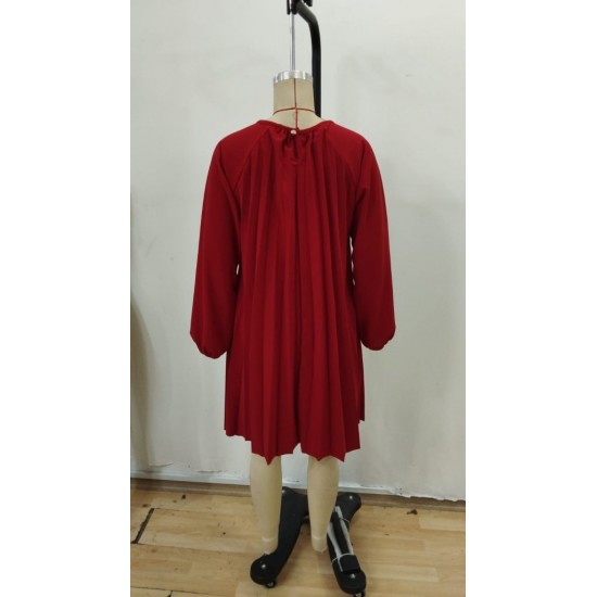 Kadın Uzun Kollu Yuvarlak Yaka Pileli Salaş Mini Ithal Krep Elbise, 28757 Kadın Uzun Kollu Yuvarlak Yaka Pileli Salaş Mini Ithal Krep Elbise, 28757