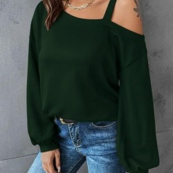 Kadın Uzun Kollu Tek Omuz Askı Detay Salaş Viskon Iki Iplik Bluz , 28755 Kadın Uzun Kollu Tek Omuz Askı Detay Salaş Viskon Iki Iplik Bluz , 28755