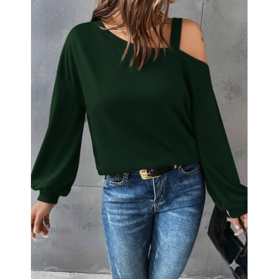 Kadın Uzun Kollu Tek Omuz Askı Detay Salaş Viskon Iki Iplik Bluz , 28755 Kadın Uzun Kollu Tek Omuz Askı Detay Salaş Viskon Iki Iplik Bluz , 28755