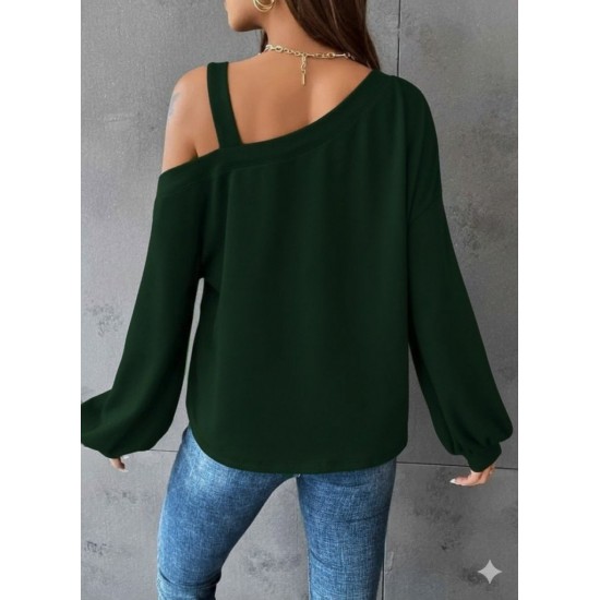 Kadın Uzun Kollu Tek Omuz Askı Detay Salaş Viskon Iki Iplik Bluz , 28755 Kadın Uzun Kollu Tek Omuz Askı Detay Salaş Viskon Iki Iplik Bluz , 28755