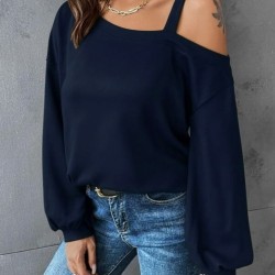 Kadın Uzun Kollu Tek Omuz Askı Detay Salaş Viskon Iki Iplik Bluz , 28754 Kadın Uzun Kollu Tek Omuz Askı Detay Salaş Viskon Iki Iplik Bluz , 28754