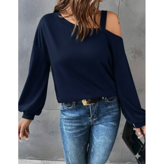 Kadın Uzun Kollu Tek Omuz Askı Detay Salaş Viskon Iki Iplik Bluz , 28754 Kadın Uzun Kollu Tek Omuz Askı Detay Salaş Viskon Iki Iplik Bluz , 28754