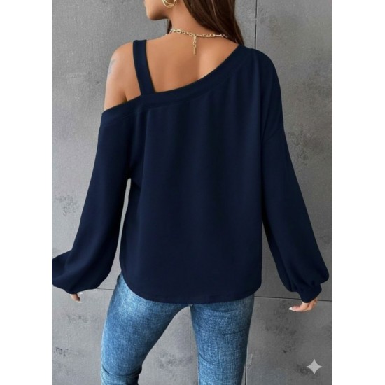 Kadın Uzun Kollu Tek Omuz Askı Detay Salaş Viskon Iki Iplik Bluz , 28754 Kadın Uzun Kollu Tek Omuz Askı Detay Salaş Viskon Iki Iplik Bluz , 28754