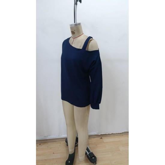 Kadın Uzun Kollu Tek Omuz Askı Detay Salaş Viskon Iki Iplik Bluz , 28754 Kadın Uzun Kollu Tek Omuz Askı Detay Salaş Viskon Iki Iplik Bluz , 28754