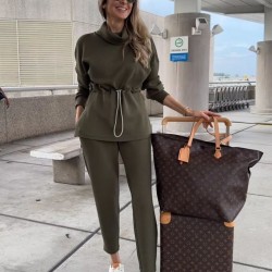 Kadın Uzun Kollu Balıkçı Yaka Belden Lastikli Modal Bluz Ve Pantolon Ikili Takım , 28277 Kadın Uzun Kollu Balıkçı Yaka Belden Lastikli Modal Bluz Ve Pantolon Ikili Takım , 28277