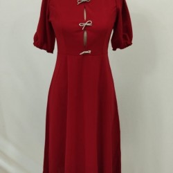 Kadın Kısa Kollu Damla Fiyonk Detaylı Kiloş Ithal Krep Midi Elbise, 27015 Kadın Kısa Kollu Damla Fiyonk Detaylı Kiloş Ithal Krep Midi Elbise, 27015