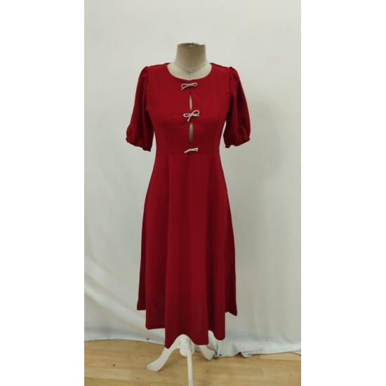 Kadın Kısa Kollu Damla Fiyonk Detaylı Kiloş Ithal Krep Midi Elbise, 27015 Kadın Kısa Kollu Damla Fiyonk Detaylı Kiloş Ithal Krep Midi Elbise, 27015