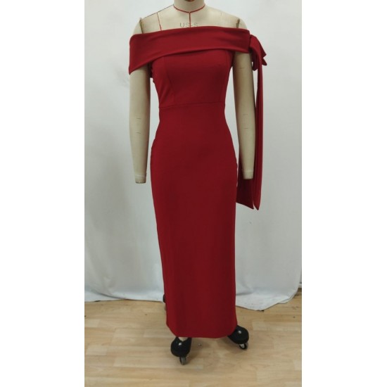 Kadın Omuz Dekolte Kurdele Detay Uzun Krep Elbise, 25986 Kadın Omuz Dekolte Kurdele Detay Uzun Krep Elbise, 25986