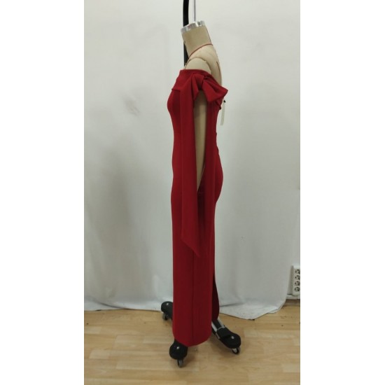 Kadın Omuz Dekolte Kurdele Detay Uzun Krep Elbise, 25986 Kadın Omuz Dekolte Kurdele Detay Uzun Krep Elbise, 25986