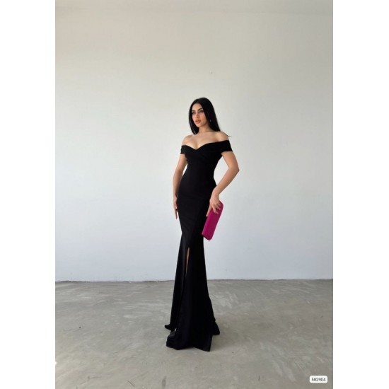 Kadın Madonna Yaka Ithal Krep Maksi Boy Elbise, 25763 Kadın Madonna Yaka Ithal Krep Maksi Boy Elbise, 25763