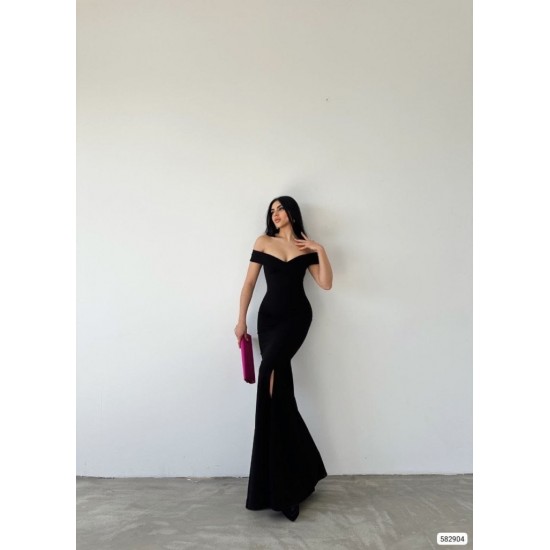 Kadın Madonna Yaka Ithal Krep Maksi Boy Elbise, 25763 Kadın Madonna Yaka Ithal Krep Maksi Boy Elbise, 25763