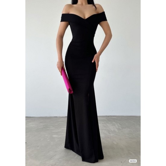 Kadın Madonna Yaka Ithal Krep Maksi Boy Elbise, 25763 Kadın Madonna Yaka Ithal Krep Maksi Boy Elbise, 25763