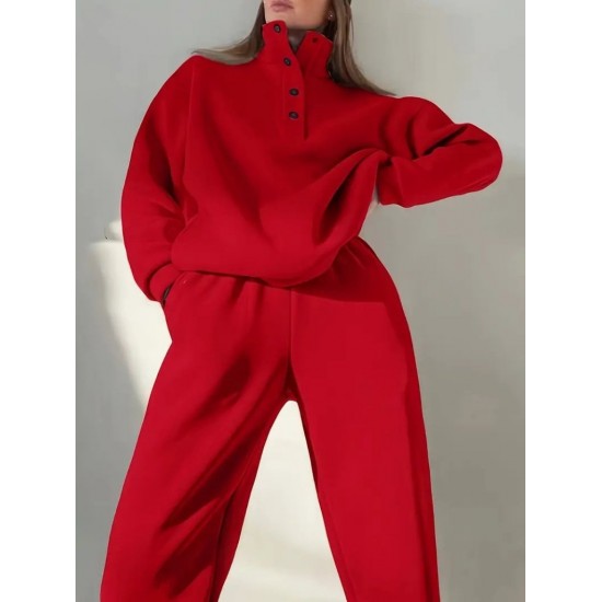 Kadın Uzun Kollu Balıkçı Dik Yakalı Düğmeli üç Iplik Bluz Ve Pantolon Ikili Takım , 28782 Kadın Uzun Kollu Balıkçı Dik Yakalı Düğmeli üç Iplik Bluz Ve Pantolon Ikili Takım , 28782