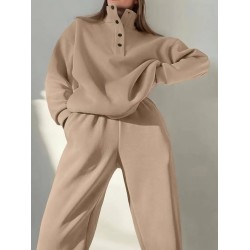 Kadın Uzun Kollu Balıkçı Dik Yakalı Düğmeli üç Iplik Bluz Ve Pantolon Ikili Takım , 28781 Kadın Uzun Kollu Balıkçı Dik Yakalı Düğmeli üç Iplik Bluz Ve Pantolon Ikili Takım , 28781