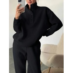 Kadın Uzun Kollu Balıkçı Dik Yakalı Düğmeli üç Iplik Bluz Ve Pantolon Ikili Takım , 28780 Kadın Uzun Kollu Balıkçı Dik Yakalı Düğmeli üç Iplik Bluz Ve Pantolon Ikili Takım , 28780