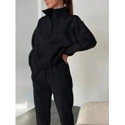 Kadın Uzun Kollu Balıkçı Dik Yakalı Düğmeli üç Iplik Bluz Ve Pantolon Ikili Takım , 28780 Kadın Uzun Kollu Balıkçı Dik Yakalı Düğmeli üç Iplik Bluz Ve Pantolon Ikili Takım , 28780