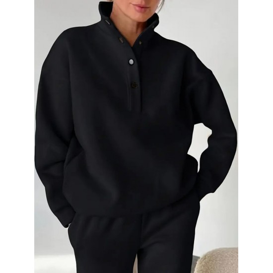 Kadın Uzun Kollu Balıkçı Dik Yakalı Düğmeli üç Iplik Bluz Ve Pantolon Ikili Takım , 28780 Kadın Uzun Kollu Balıkçı Dik Yakalı Düğmeli üç Iplik Bluz Ve Pantolon Ikili Takım , 28780