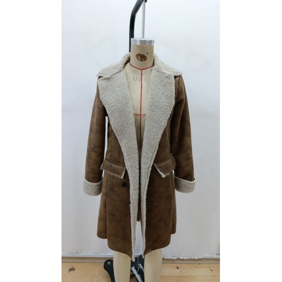 Kadın Uzun Kollu Yakalı Düğmeli Süet Mini Manto, 28763 Kadın Uzun Kollu Yakalı Düğmeli Süet Mini Manto, 28763