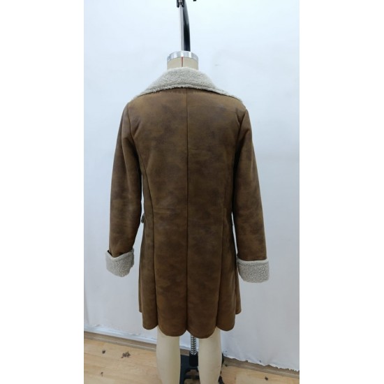 Kadın Uzun Kollu Yakalı Düğmeli Süet Mini Manto, 28763 Kadın Uzun Kollu Yakalı Düğmeli Süet Mini Manto, 28763