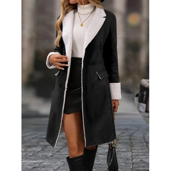 Kadın Uzun Kollu Yakalı Düğmeli Süet Mini Manto, 28762 Kadın Uzun Kollu Yakalı Düğmeli Süet Mini Manto, 28762