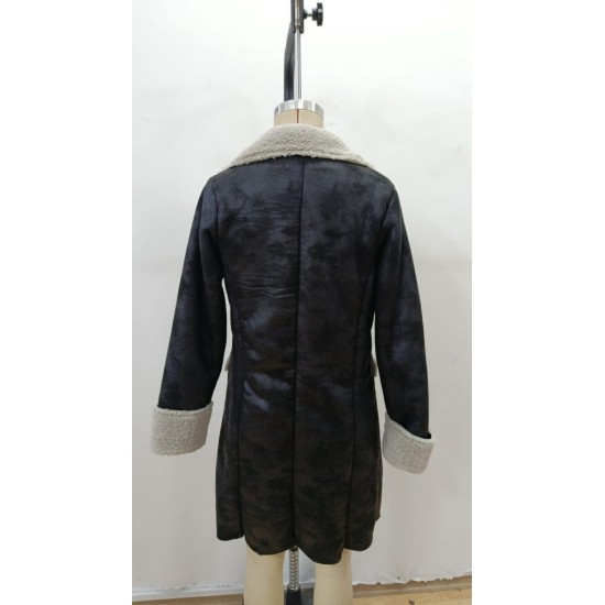 Kadın Uzun Kollu Yakalı Düğmeli Süet Mini Manto, 28762 Kadın Uzun Kollu Yakalı Düğmeli Süet Mini Manto, 28762