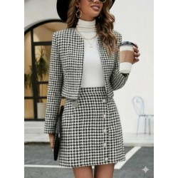 Kadın Uzun Kollu önü Açık Dokuma Ceket Ve Mini Etek Ikili Takım , 28760 Kadın Uzun Kollu önü Açık Dokuma Ceket Ve Mini Etek Ikili Takım , 28760