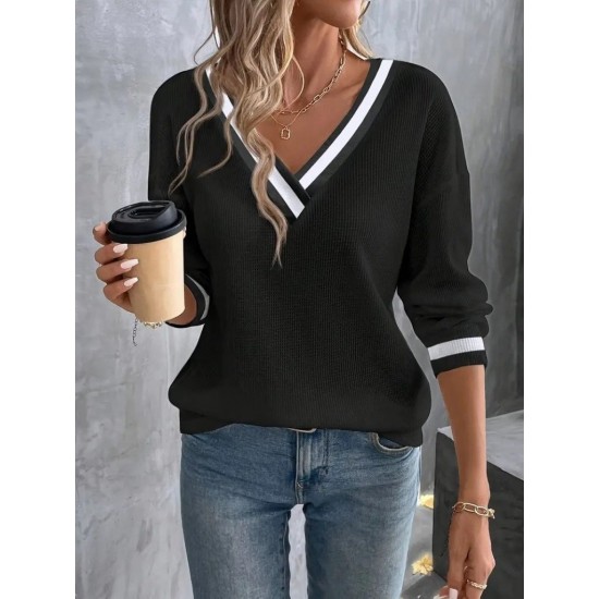 Kadın Uzun Kollu V Yakalı Waffle Bluz , 28386 Kadın Uzun Kollu V Yakalı Waffle Bluz , 28386