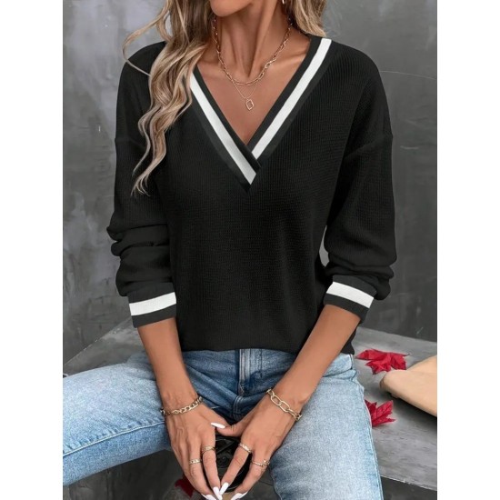 Kadın Uzun Kollu V Yakalı Waffle Bluz , 28386 Kadın Uzun Kollu V Yakalı Waffle Bluz , 28386